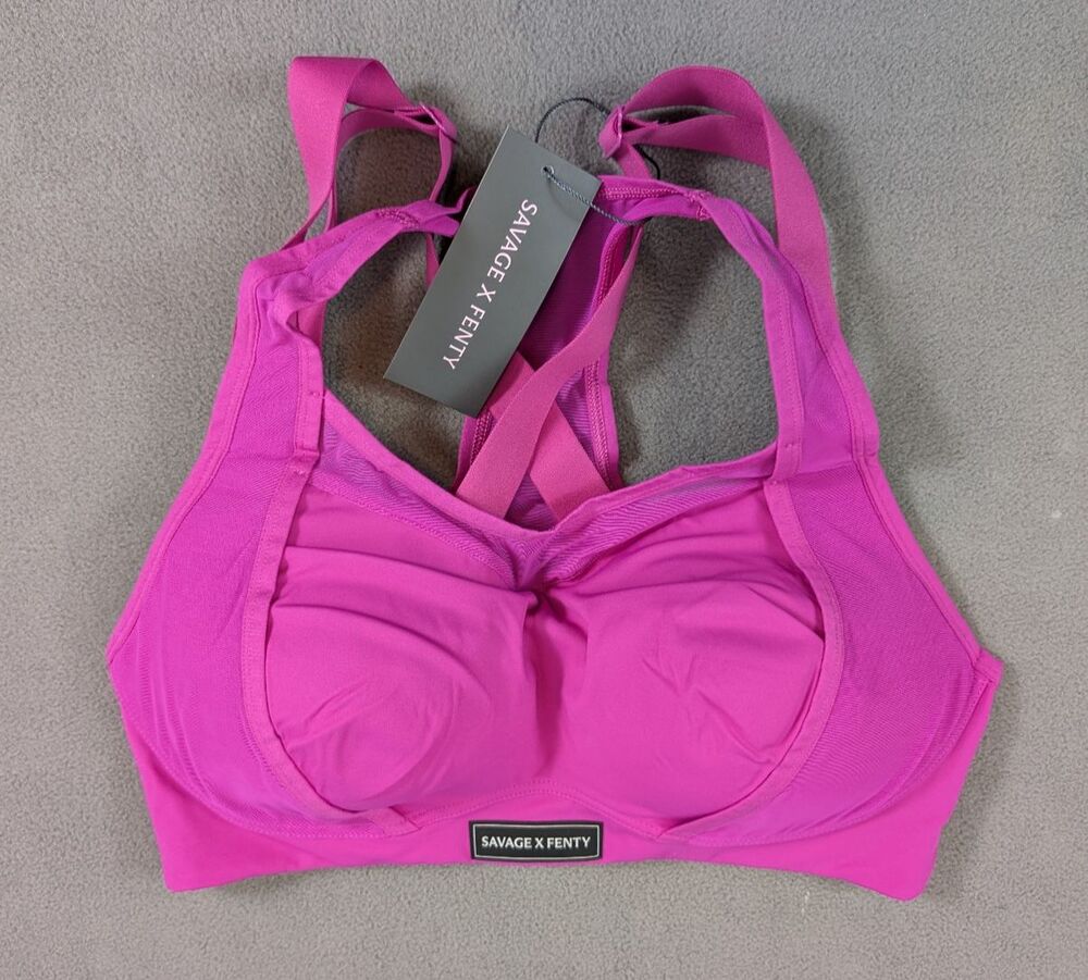Savage Fenty Sports Bra Size 36C Try me Purple High Impact Racerback NWT